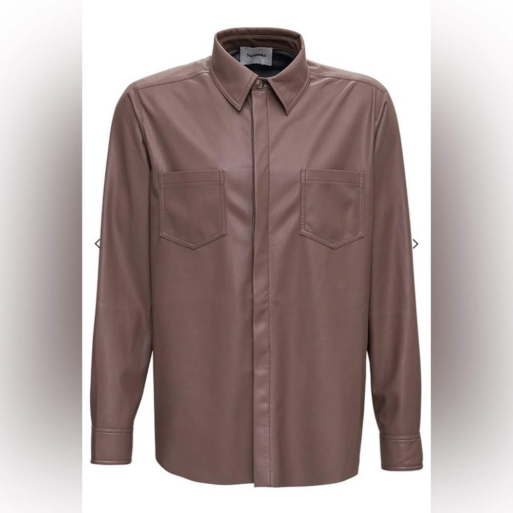 NANUSHKA Declan Faux Leather Shirt in Mauve Grey Size Small  (NWT) Retail $495